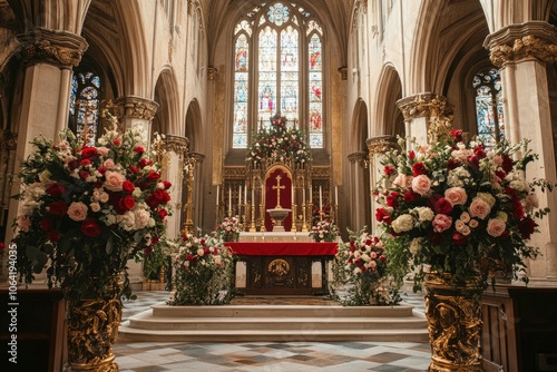 Wallpaper Mural Elegant Church Interior Decorated with Floral Arrangements Torontodigital.ca