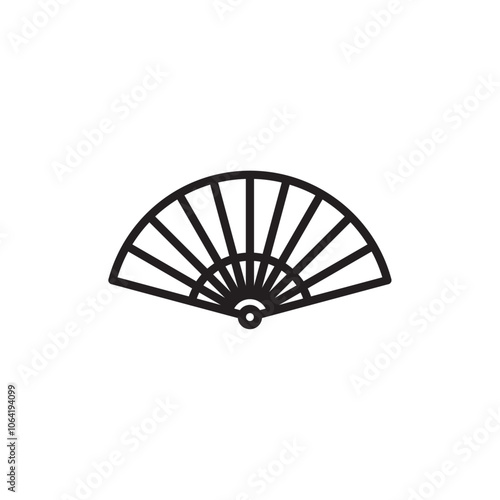 Hand fan icon Simple thin outline