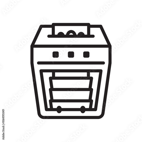 Money counting machine icon Simple thin outline