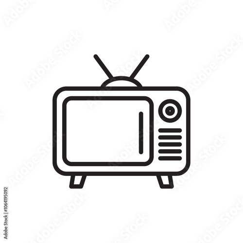 Old television icon Simple thin outline