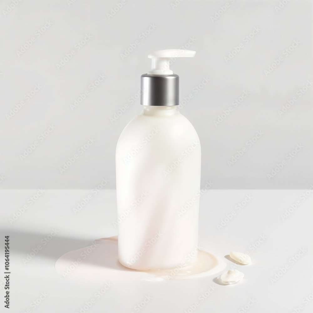 A bottle of lotion on a white background A bottle of lotion on a white background