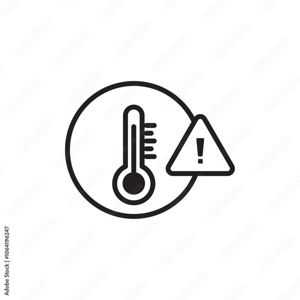 Temperature warning sign icon Simple thin outline Temperature warning sign icon Simple thin outline