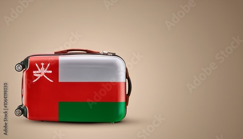 オマーンの国旗のスーツケース。(Oman flag on a stylish suitcase and copy space.)
 photo