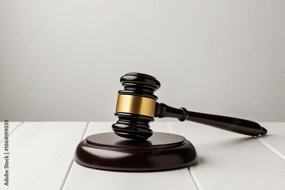 Gavel on White Background Representing Justice and Law Gavel on White Background Representing Justice and Law