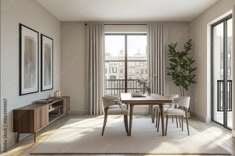 Modern living room interior with chairs and dining table Modern living room interior with chairs and dining table
