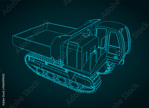 Tracked crawler dump truck illustration