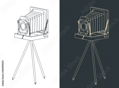 Vintage photography camera blueprints
