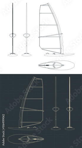 Windsurfing board blueprints