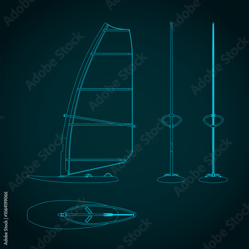 Windsurfing board blueprint