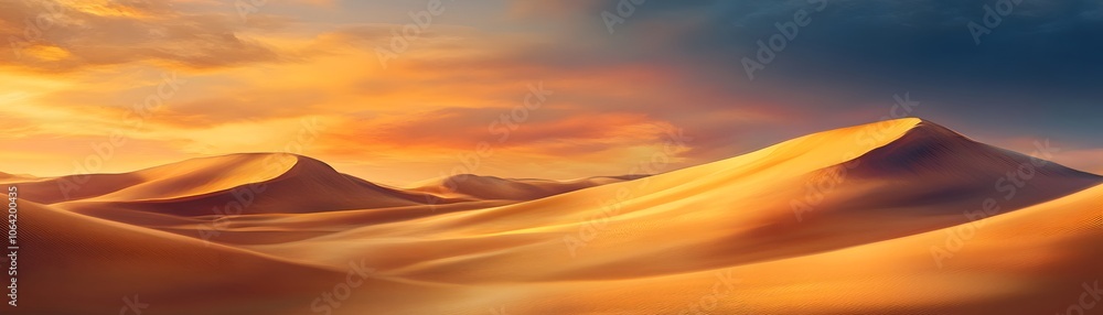 Golden Sand Dunes Under a Sunset Sky Golden Sand Dunes Under a Sunset Sky