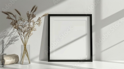 This image showcases an aspect ratio photo frame mockup with a white background perfect for displaying your own artwork or photography in a modern, clean design. AI generative photo