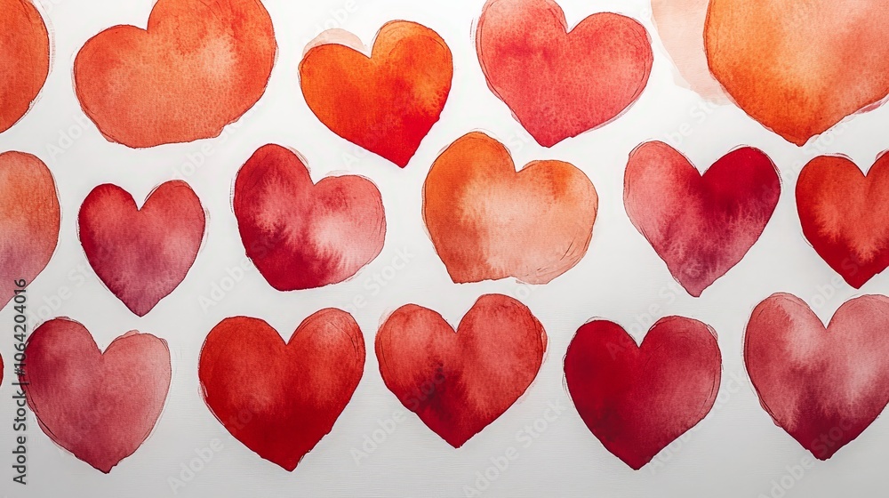 Hand-painted red heart pattern for Valentine's Day backgrounds Hand-painted red heart pattern for Valentine's Day backgrounds