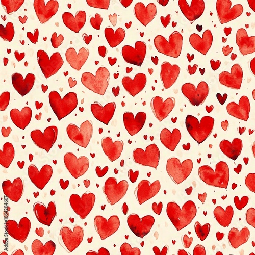 Hand-painted red heart pattern for Valentine's Day backgrounds