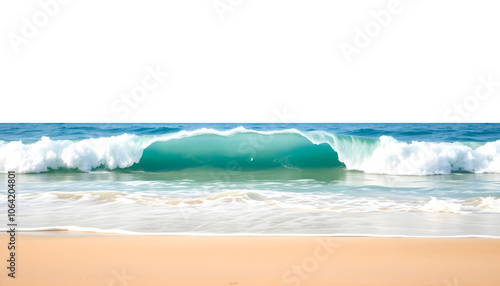 waves on the beach isolated with white shades, png photo