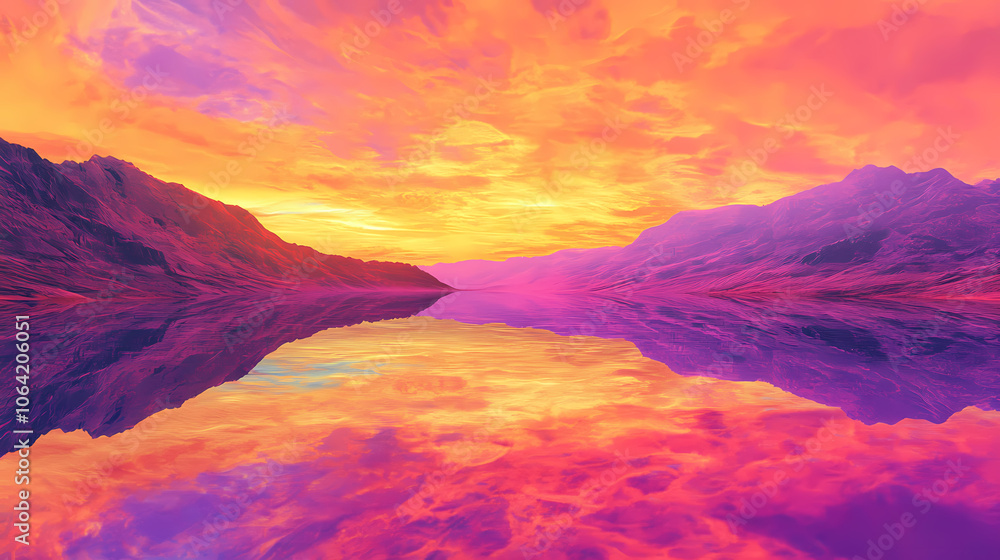 Twilight sunset prism desert trippy dreamy reflections surreal. Mystical. Illustration Twilight sunset prism desert trippy dreamy reflections surreal. Mystical. Illustration