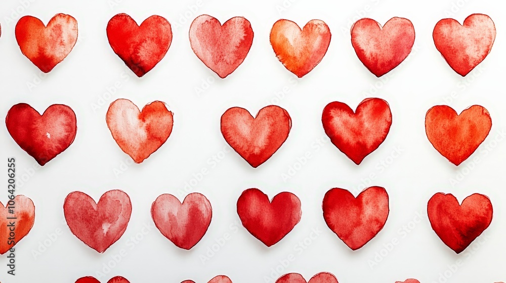 Hand-painted red heart pattern for Valentine's Day backgrounds Hand-painted red heart pattern for Valentine's Day backgrounds