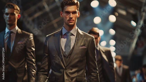 models on a catwalk wearing elegant suits