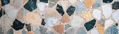 A Close-Up View of a Terrazzo Floor with Irregularly Shaped Stone Inlays photo