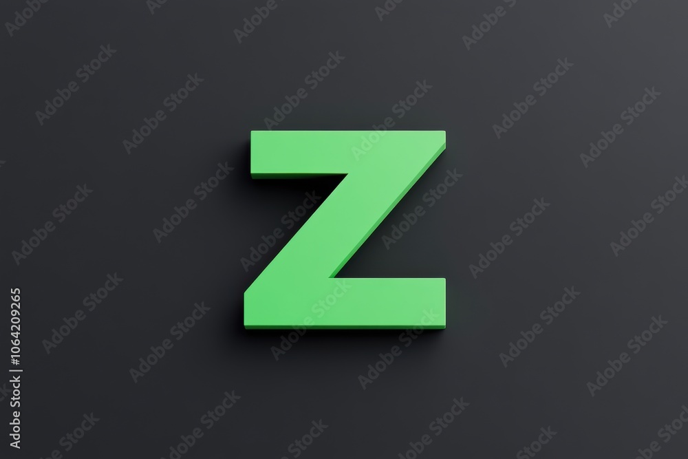 Fototapeta premium 3D Green Letter Z Logo on Black Background - Alphabet Typography - Branding and Advertising Industry