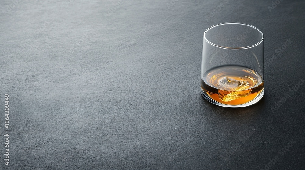 Close-up of dark alcohol glass on black table with black cloth and background Close-up of dark alcohol glass on black table with black cloth and background