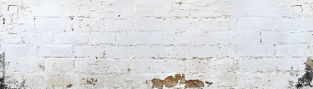 Fototapeta premium Weathered White Brick Wall with Peeling Paint