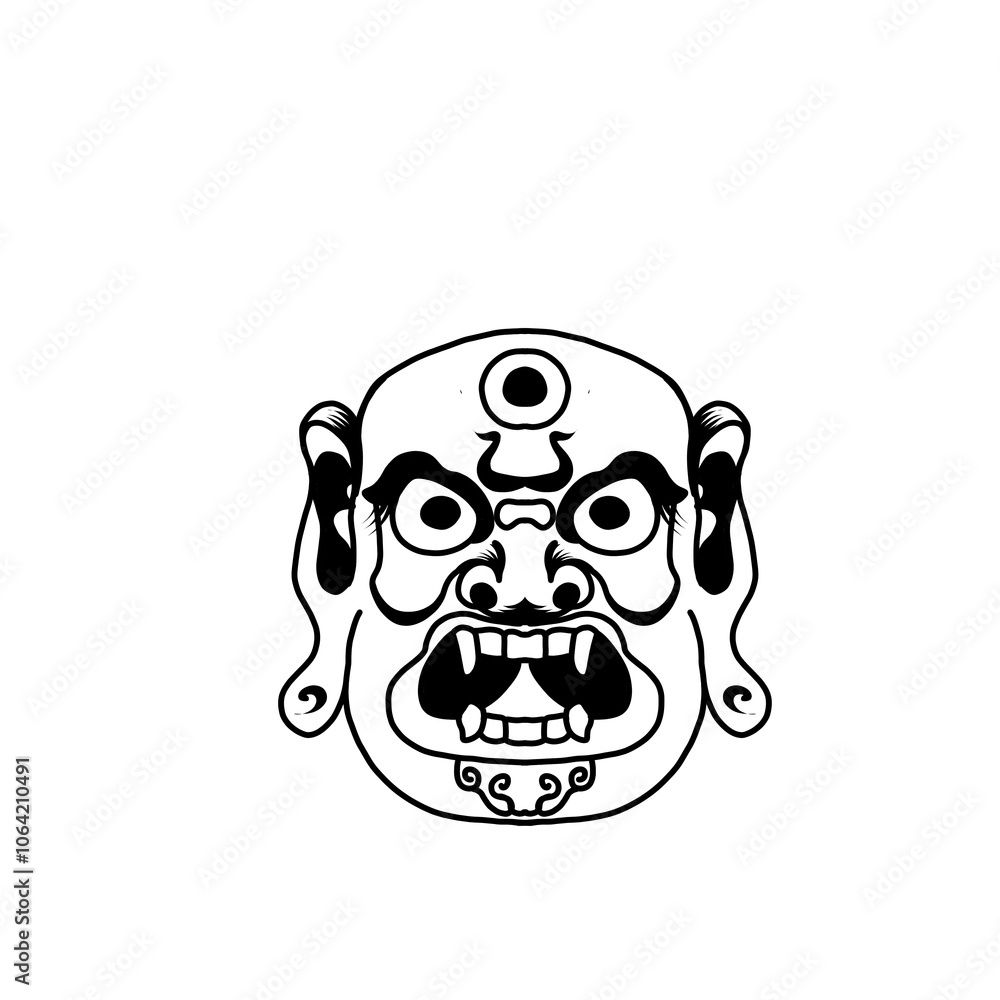 hand draw japanese mask without color hand draw japanese mask without color