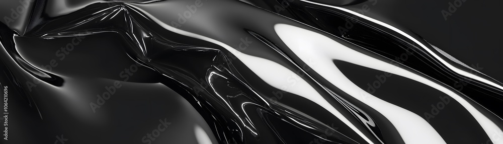 Obraz premium Abstract Black and White Liquid with Reflective Surface