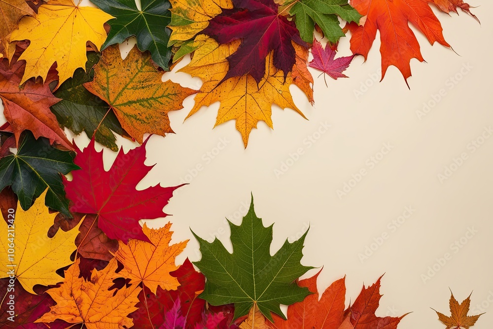 Vibrant Autumn Leaves Displayed on a Clear Background Vibrant Autumn Leaves Displayed on a Clear Background