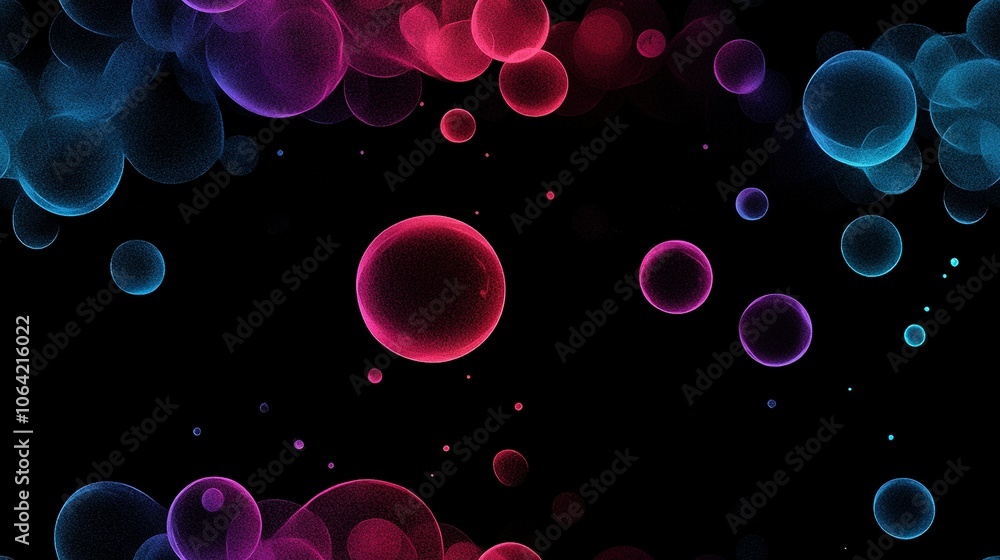 A black background with red and blue bubbles; A black background with blue bubbles; A black background with red and blue bubbles A black background with red and blue bubbles; A black background with blue bubbles; A black background with red and blue bubbles