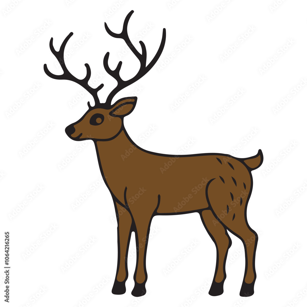 Fototapeta premium Reindeer Christmas clip art design on plain white transparent isolated background for card, shirt, hoodie, sweatshirt, apparel, card, tag, mug, icon, poster or badge