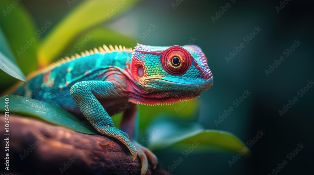 Captivating Chameleon A Vibrant Creature Blending Seamlessly with its Lush Tropical Habitat Showcasing Stunning Patterns Textures and Colors that Mesmerize the Viewer Captivating Chameleon A Vibrant Creature Blending Seamlessly with its Lush Tropical Habitat Showcasing Stunning Patterns Textures and Colors that Mesmerize the Viewer