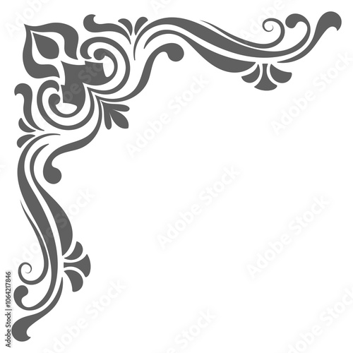 Vintage corner wavy ornaments border design and designing components for wedding invitations, menus, certificates, boutiques, spas and logo designs.
