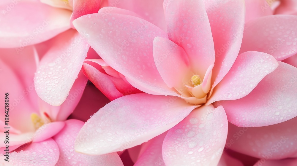 Delicate and Enchanting Pink Flower Blossom Closeup with Dew Drops on Petals in Soft Focus Natural Garden Background Beautiful Floral Botanical Macro Photography for Romantic Delicate and Enchanting Pink Flower Blossom Closeup with Dew Drops on Petals in Soft Focus Natural Garden Background Beautiful Floral Botanical Macro Photography for Romantic