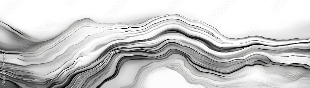 Obraz premium Abstract Black and White Wavy Pattern with 3D Effect