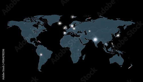 Structure of world economy, communication network global isolated with white shades, png photo