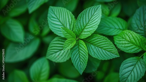 Lush verdant foliage with delicate intricate leaves in a peaceful natural setting The image is a close up shot capturing the intricate details and vibrant green hues of the plant life