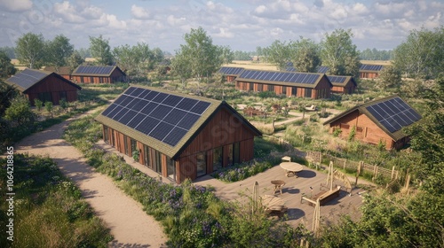 Eco-Friendly Community with Solar-Powered Homes