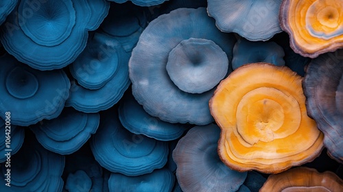 Mesmerizing abstract composition featuring fluid organic shapes in a dynamic interplay of vibrant blue and orange hues  This visually striking image creates a captivating