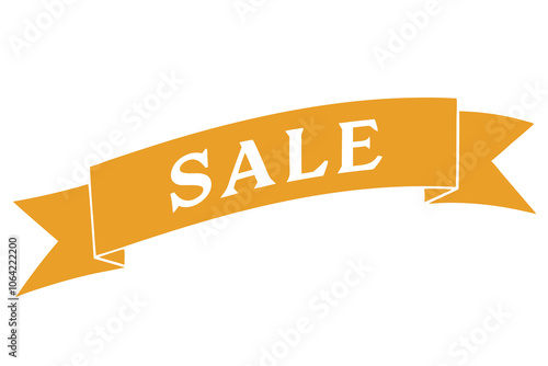 Sale Text with Ribbon, Tag, Label, and Badge Vector Illustration