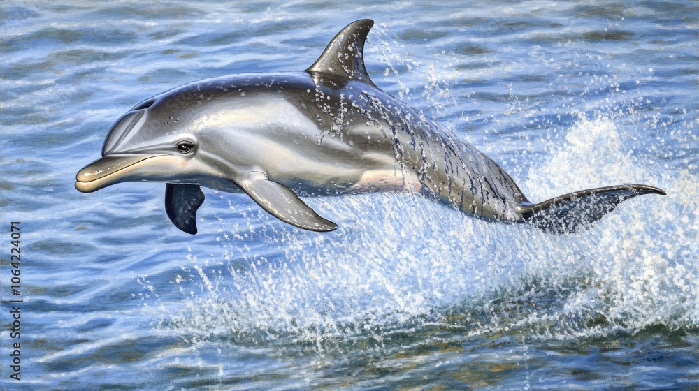 Obraz premium Dolphin Leaping Above Water Surface