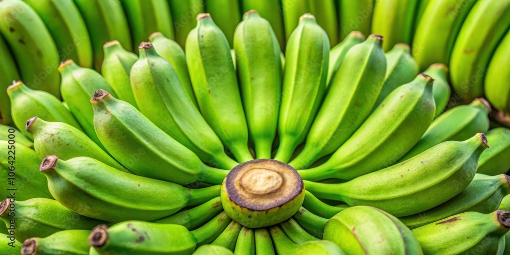 Close-up of green Thai Golden Banana with thin skin and sweet taste, Thai Golden Banana Close-up of green Thai Golden Banana with thin skin and sweet taste, Thai Golden Banana