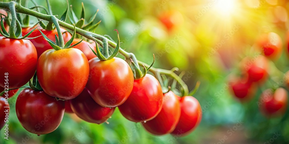 Fresh ripe tomatoes on a vine , organic, red, agriculture, farm, harvest, gardening, healthy, juicy, summer, agriculture, ripe Fresh ripe tomatoes on a vine , organic, red, agriculture, farm, harvest, gardening, healthy, juicy, summer, agriculture, ripe