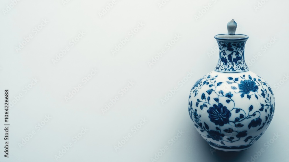 Elegant Blue and White Floral Ceramic Vase Elegant Blue and White Floral Ceramic Vase