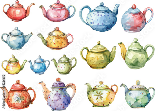 tea pot watercolor clipart