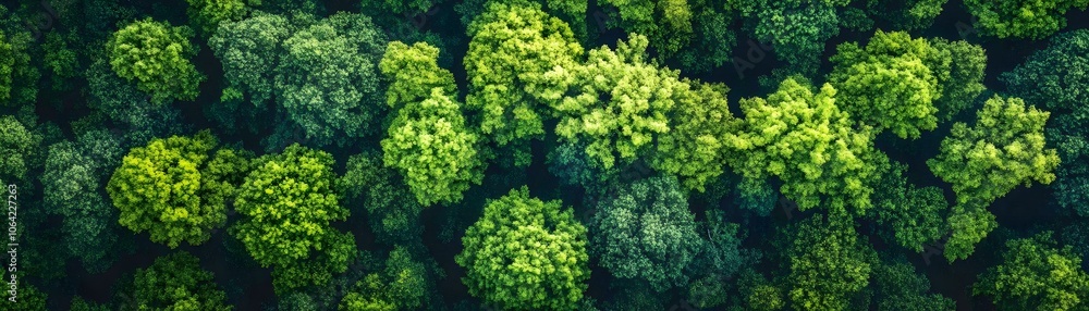Naklejka premium Aerial View of a Lush Green Forest Canopy