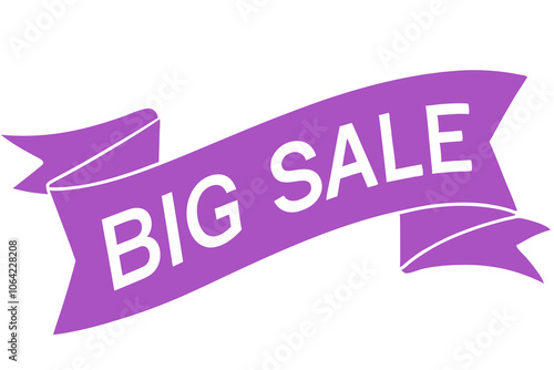 Big Sale Text with Ribbon, Tag, Label, and Badge Vector Illustration