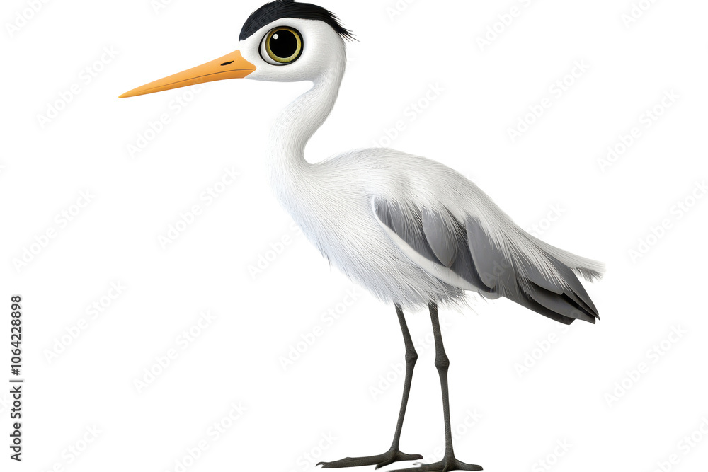 Cute Cartoon Grey Heron Bird Illustration on transparent background Cute Cartoon Grey Heron Bird Illustration on transparent background