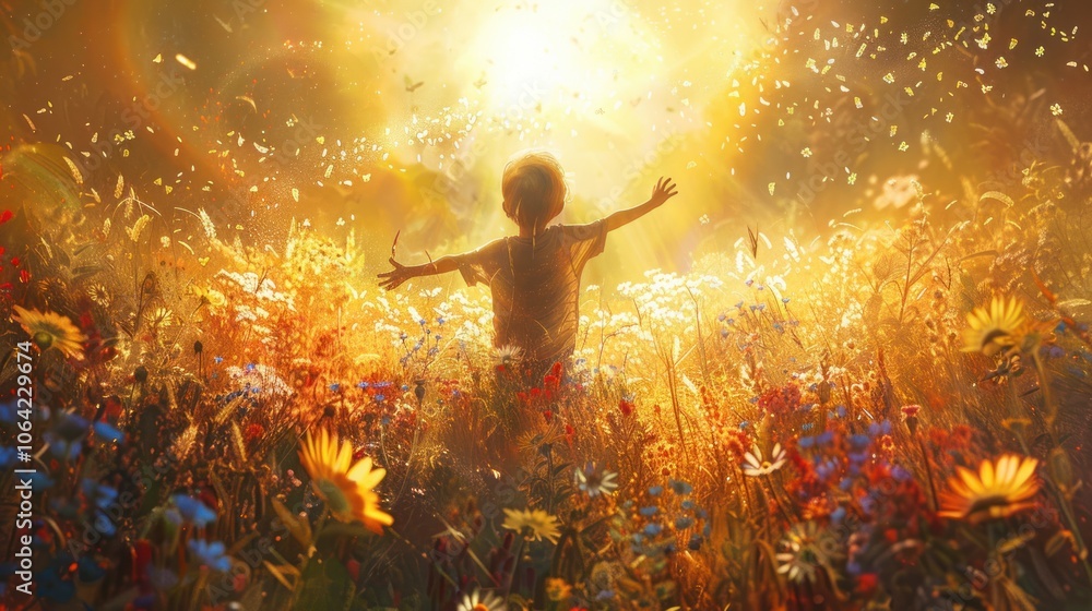 A Child's Joyful Embrace of Nature's Beauty A Child's Joyful Embrace of Nature's Beauty