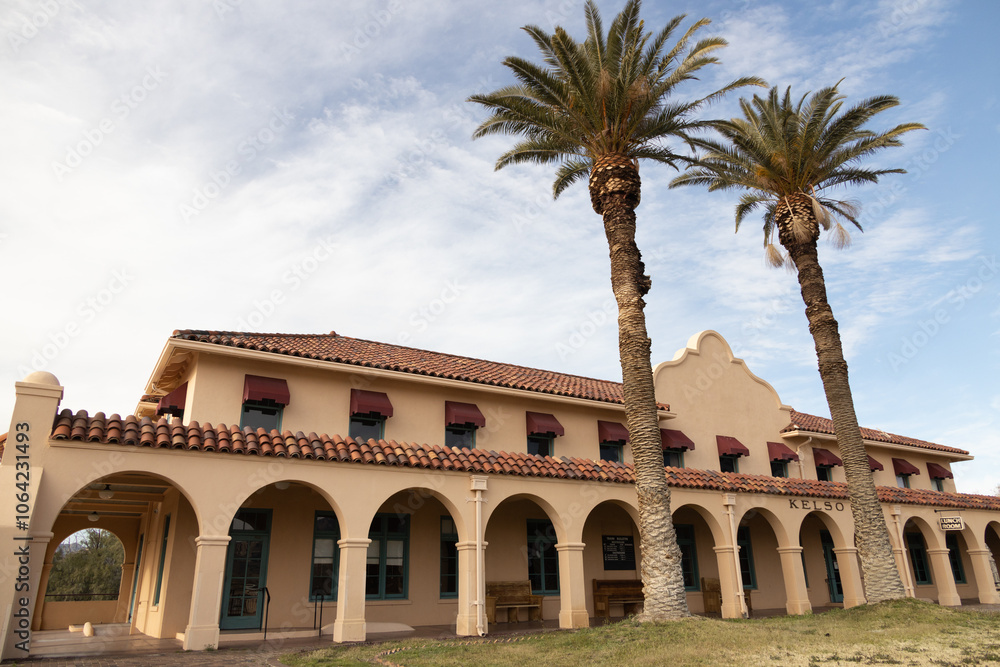 Obraz premium Kelso depot, historic old train depot at Mojave National Preserve, California