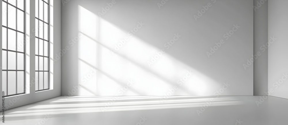 Obraz premium Peaceful Minimalist White Room with Natural Lighting for Branding or Text Overlay